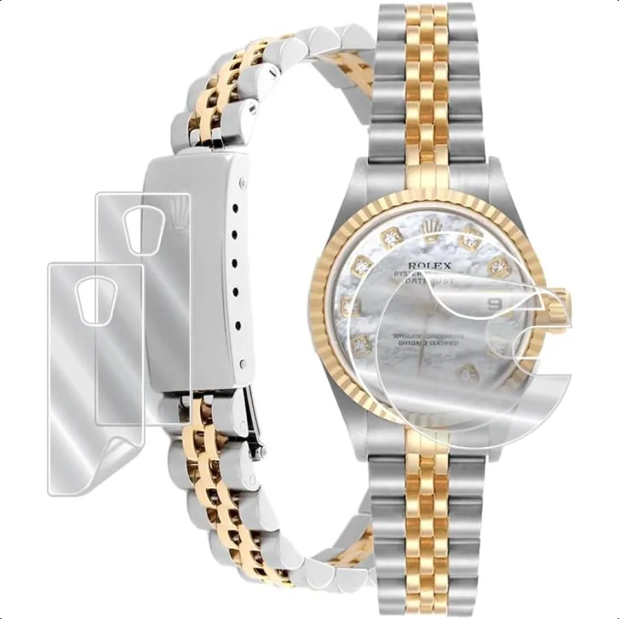 IPG لساعة رولكس ليدي ديتجست أويستر الذهبية واقي شاشة هيدروجيل 2 وحدة + واقي مشبك (وحدتان) غير مرئي عالي الدقة