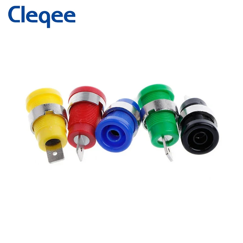 Cleqee P3007 10pcs/set 5 Color 4mm Banana Socket Binding Post Nickel Plated Copper Nut Banana Plug Jack