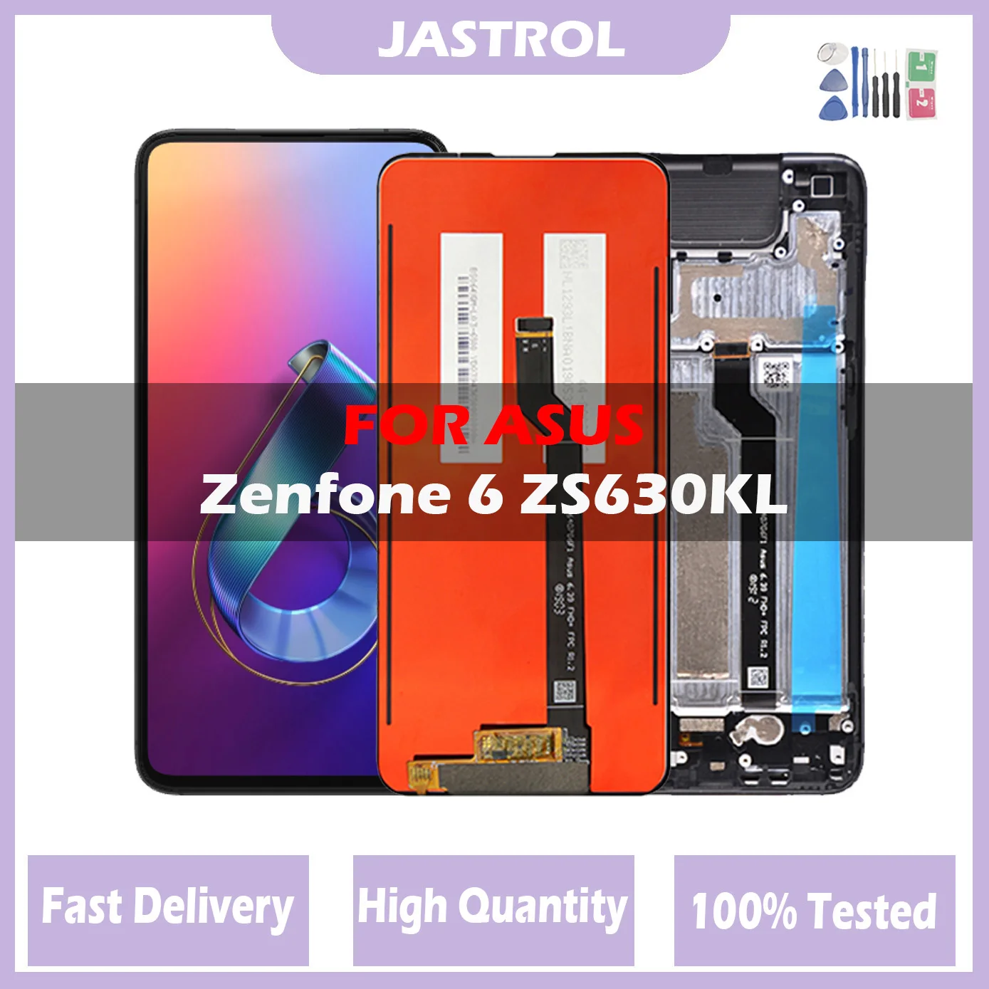 Original 6.4'' For ASUS Zenfone 6 ZS630KL LCD Display Touch Screen Digitizer Sensor Assembly For ASUS I01WD LCD With Frame