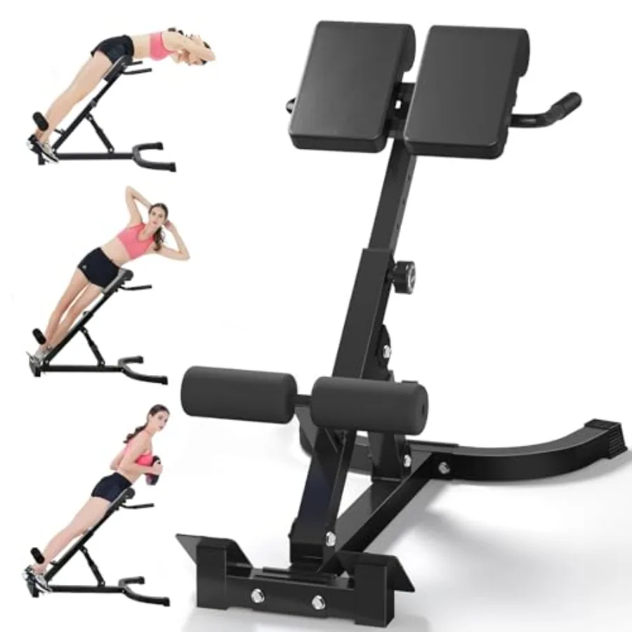 Banco de Hiperextensión con Respaldo Ajustable en Ángulo y Altura, Capacidad de Peso de 330 Libras, para Ejercicios de Espalda