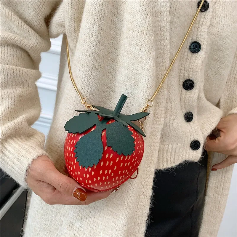 Cute Strawberry Shoulder Bag Women Small Chain Crossbody Bag Cute Phone Bag