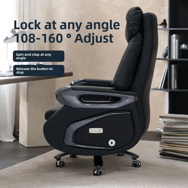 Intelligent Electric Ergonomic Executive Chair Top Layer Cowhide Reclining Office Nap Chair