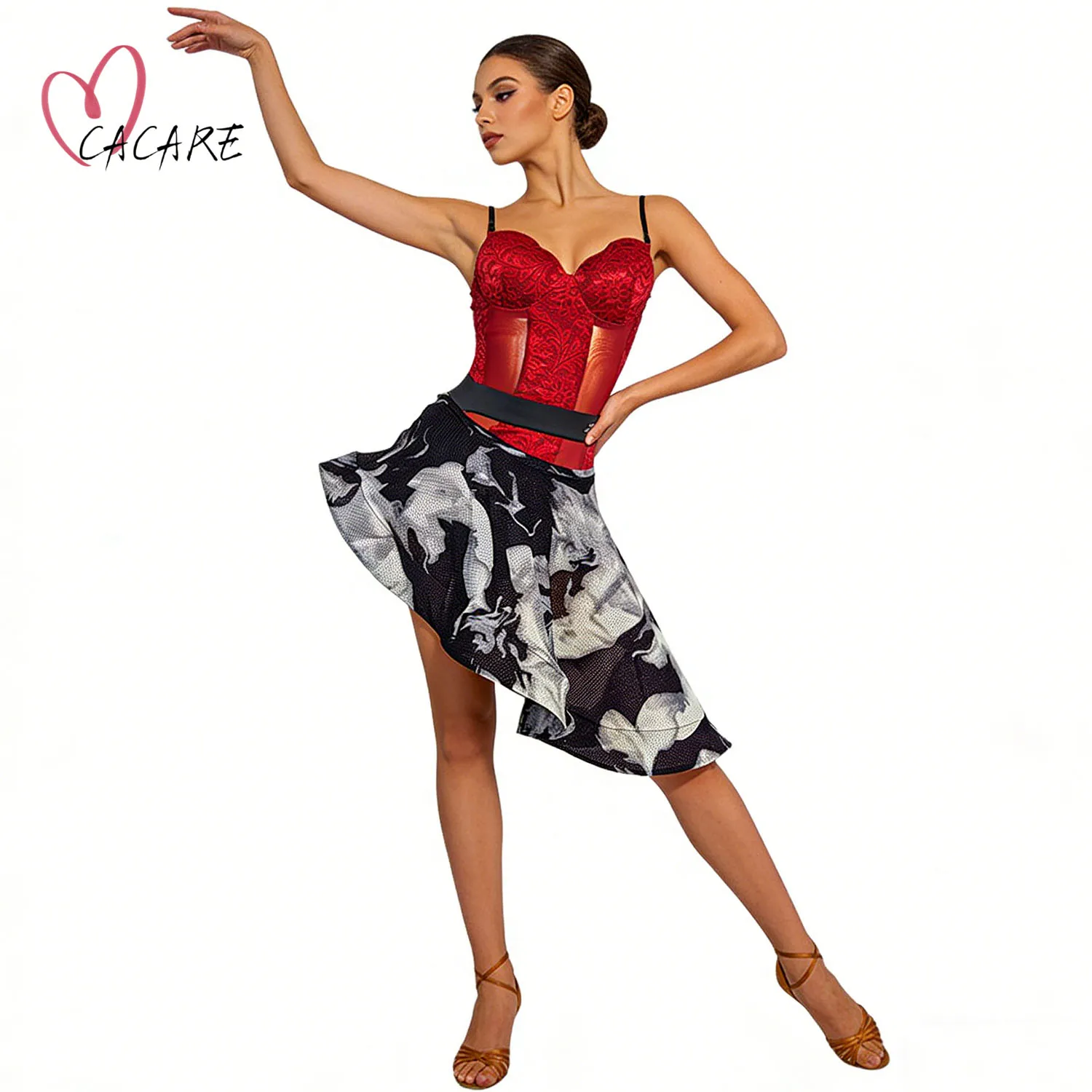 

Костюм для латиноамериканских танцев для девочек: топ, леотард, юбка, комплект для соревнований 0534