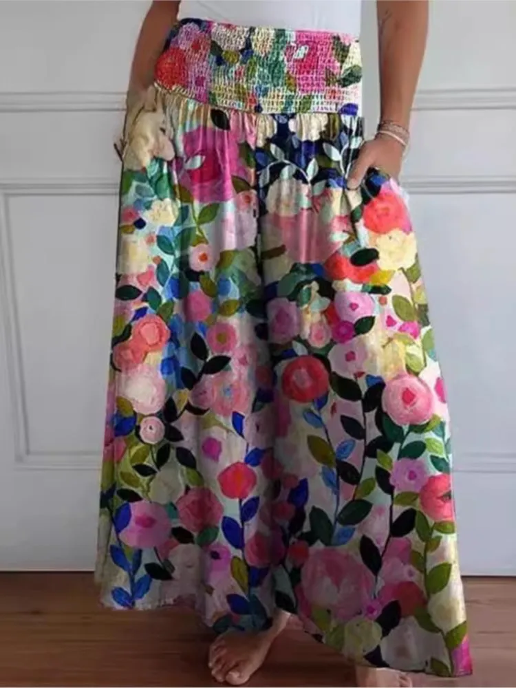 New 2025 Women's Spring Summer Casual Loose Wide Leg Pants Fashion High Waist Solid Color With Pocket Long Pants Female Trousers