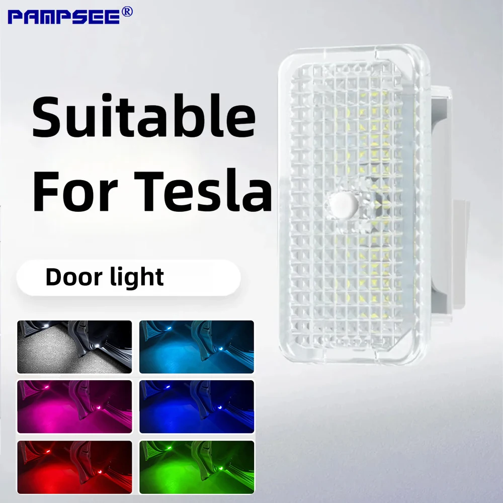 2PCS HD Laser For Tesla Logo Car Door Welcome Light Fit Model 3 S X Y Custom Projection Lamp Car Accessories