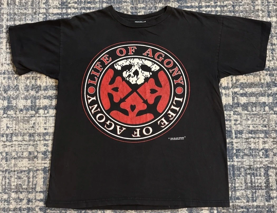 90s 1995 Vintage Version of Life of Agony Ugly I Regret T-shirt Men's Printed T-shirt Daily Casual Wear