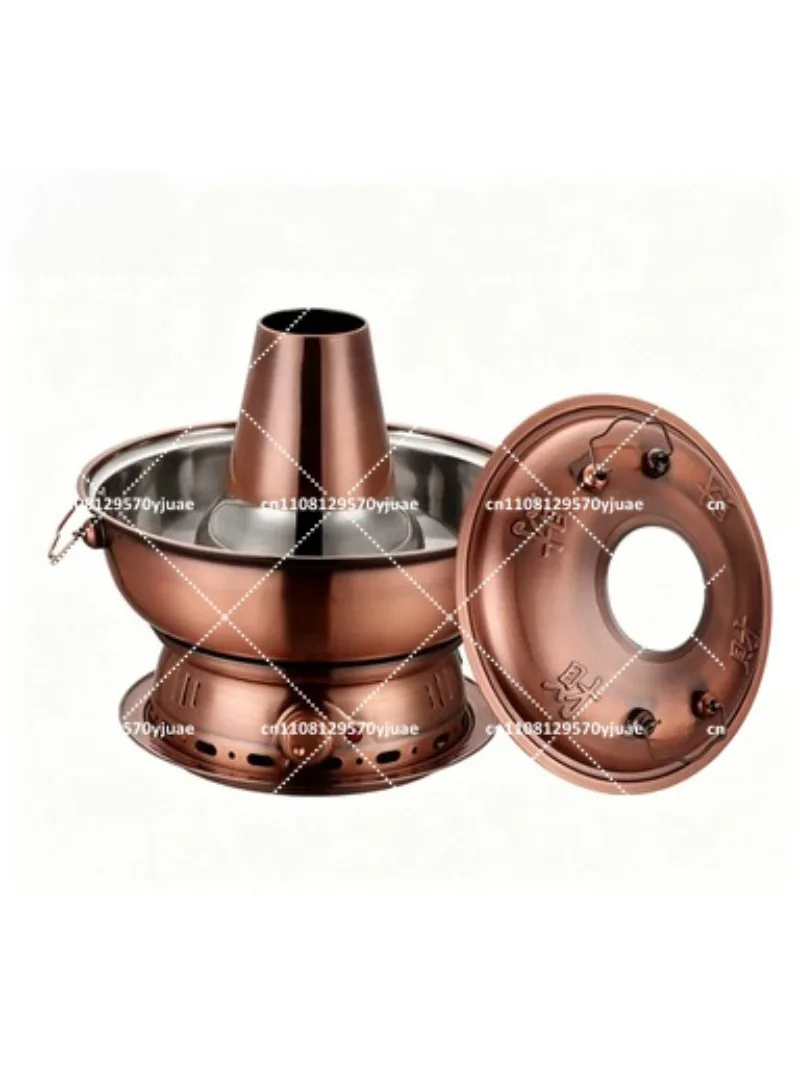 30cm Copper Hot Pot for Charcoal Lamb Shabu, Outdoor Home Stove Pot