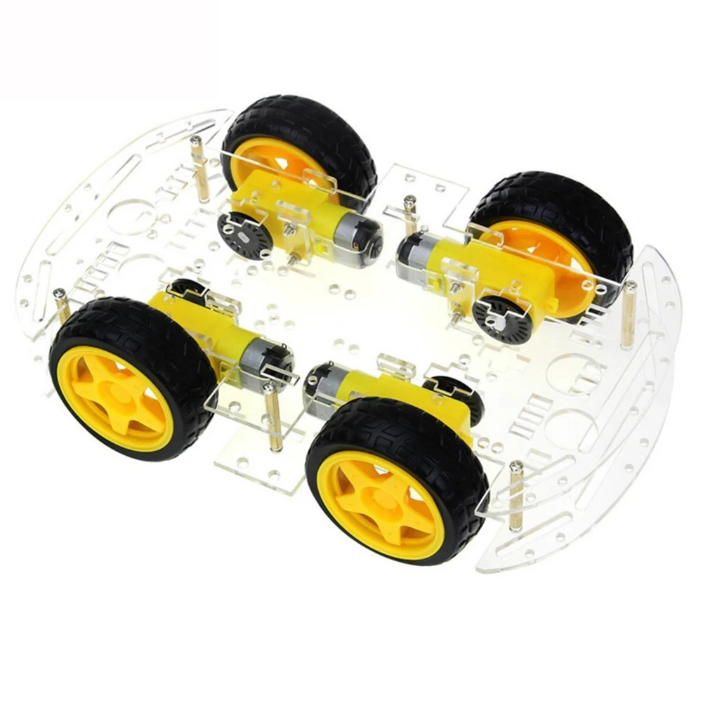 DIY Robot Smart Car Chassis Kit for Drive Controller Board Stepper Motor Speed Encoder, 4 Wheel and Battery Box