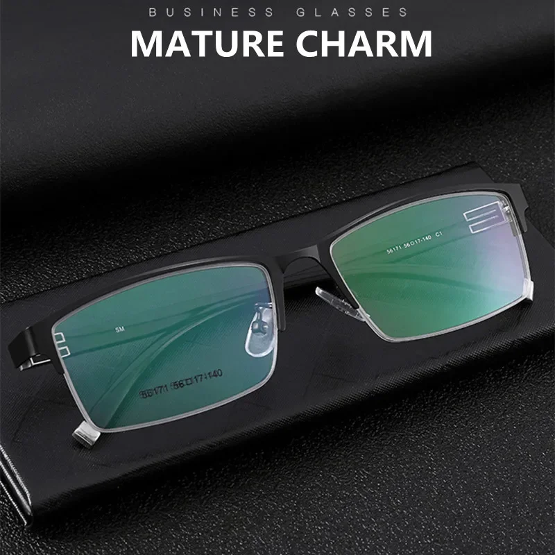 

Pure Titanium Glasses Men Women High Quality Half Frame Business Optical Myopia Eyeglasses Customize Prescription Lenses