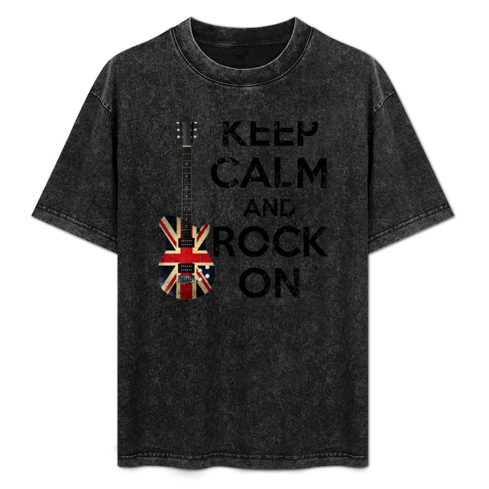 Keep Calm and Rock On - Union Jack Guitar T-Shirt Blouse sweat plus size clothes graphic t shirts T-shirt men