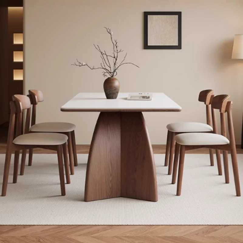 طاولة طعام مستطيلة حديثة الشمال الخشب الفاخرة طاولة طعام منزلية العصور القديمة نمط Mesas Plegables Portatil أثاث غرفة المعيشة #3