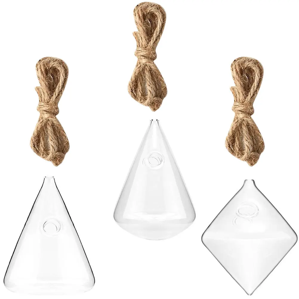 

1Set Transparent Hydroponic Glass Bottle Modern Wall Hanging Flowerpot Corrosion Resistant Planting Vase for Living Room Bedroom