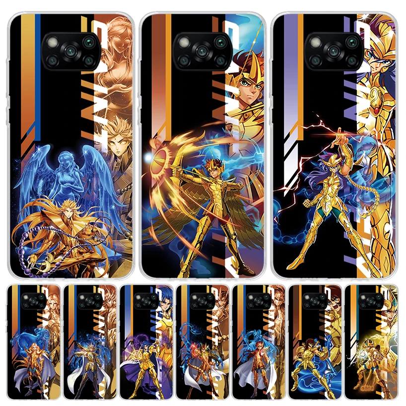 Funda de teléfono Anime Saint Seiya para Xiaomi Redmi Note 10 9 9S 8 8T 7 5 Pro Mi 12T 11T 10T 9T 12 11 Lite A3 A2 Trend Fundas Mi