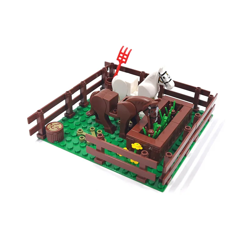 MOC MOC Sheep And Horse Farm Building Blocks Animal Chicken Nest Panda Cowshed Zoo Simulation Experiment Bricks Toy Chilren Gift