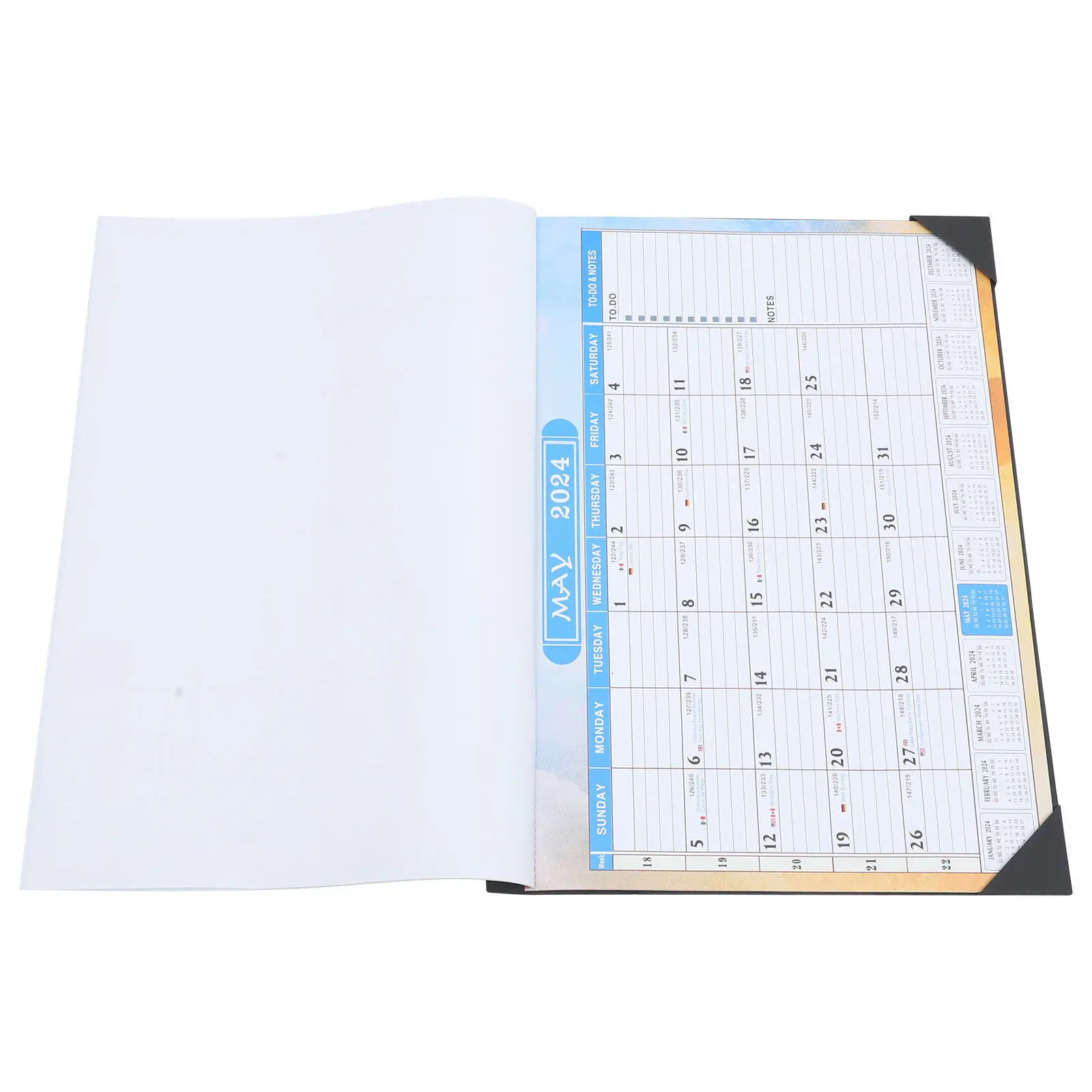 

2024 Wall Calendar English Monthly Hanging Style with Writeable Spaces Safe Material Great for Office Home