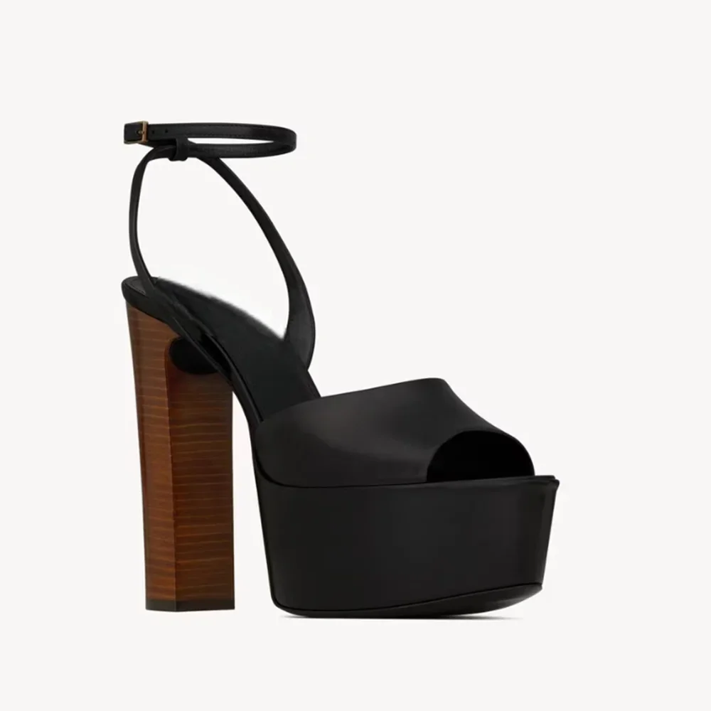 

Сандалии на платформе с открытым носком, пикантные сандалии с острым носком, толстый каблук с пряжкой и ремешком, новые поступления, модная женская современная обувь