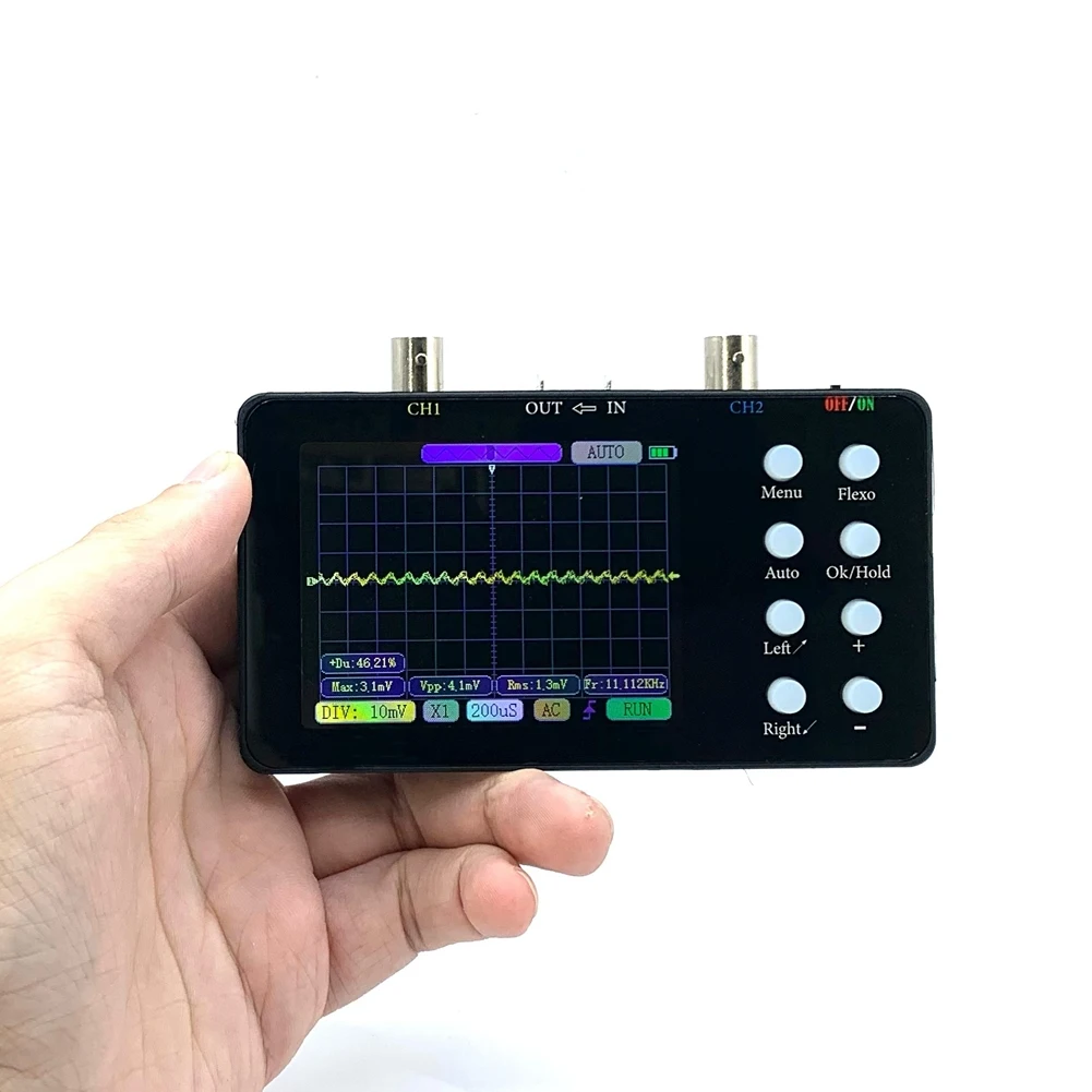 

Цифровой осциллограф TFTP-SCO2 с двумя каналами, частотой дискретизации 50 МГц, аналоговой полосой пропускания 10 МГц, функцией AUTO одной кнопкой, защитой от перегорания, прочный, черный, комплект