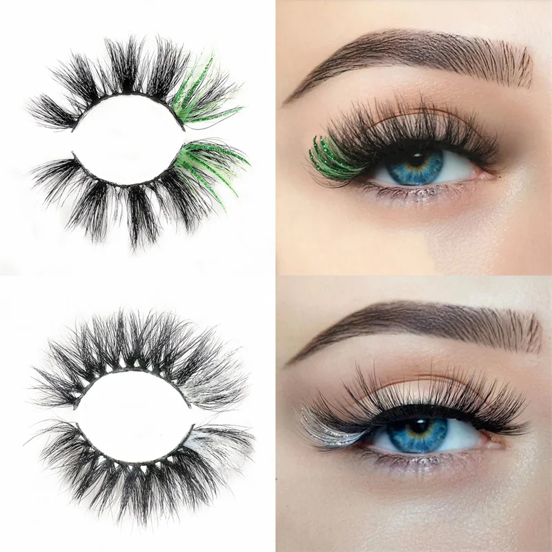 DINGSEN 10 Paar MIX Farbige DD-Curl-Wimpern für Make-up, Kunstnerz-Wimpern, Vollstreifen-Wimpern, Rot, Blau, Grün – Detail 9