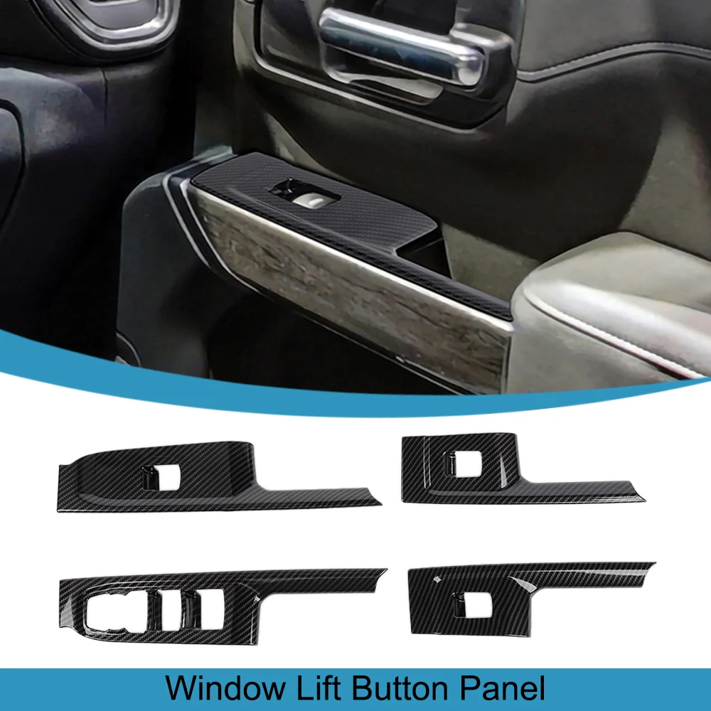 Car Window Lift Button Panel Decoration Cover for Chevrolet Silverado 2019-2021 for GMC Sierra 2019-2022 Interior Accessories