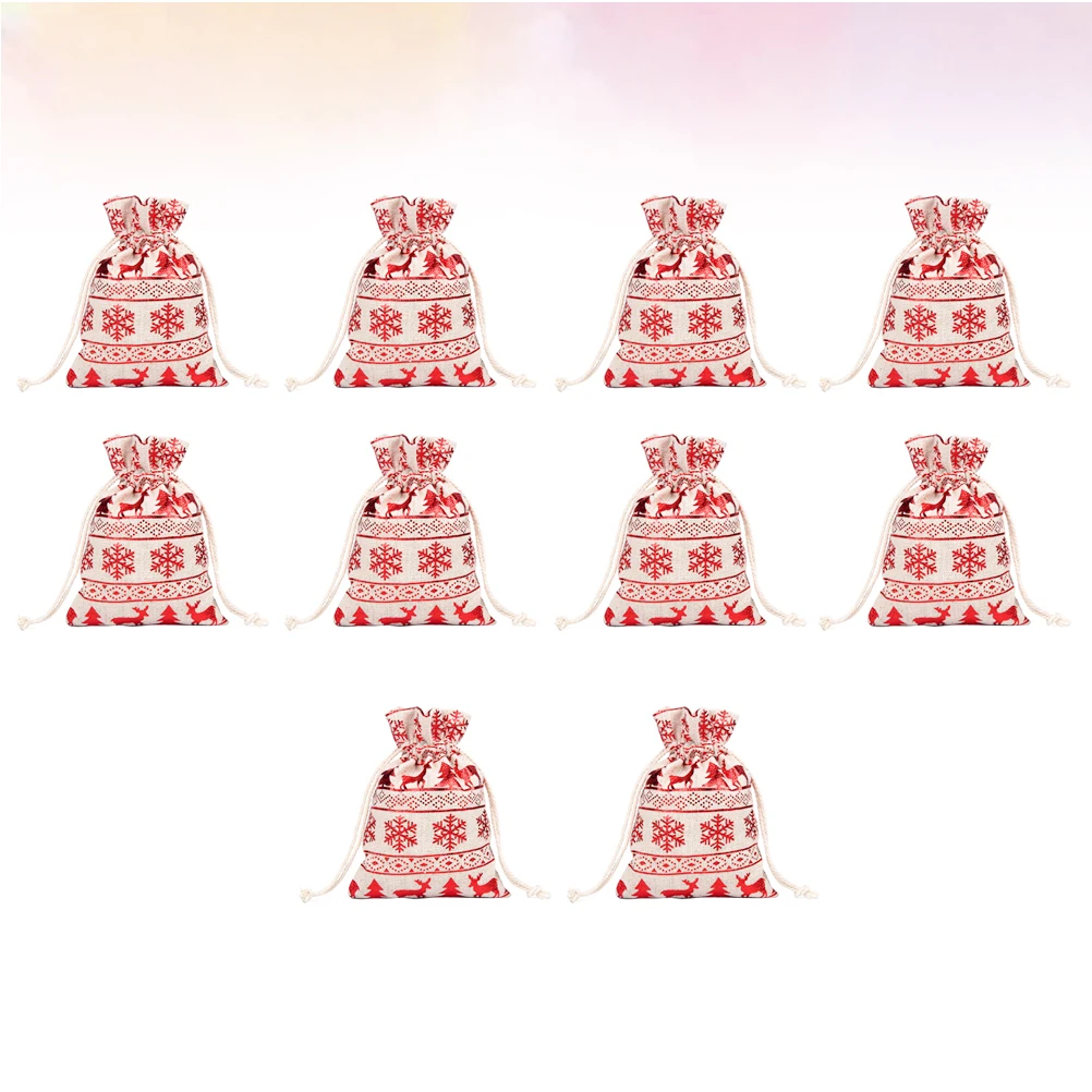 

10 Pcs Gift Storage Bag Christmas Drawstring Bags for Small Items Cloth Handbag Decorations Kids Presents Party Snacks Gifts