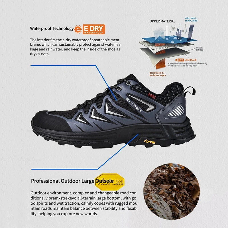 Xiaomi Extrek Scarpe da trekking da esterno impermeabili Scarpe da esterno da uomo Scarpe da ginnastica tattiche da caccia da trekking da uomo resistenti all'usura