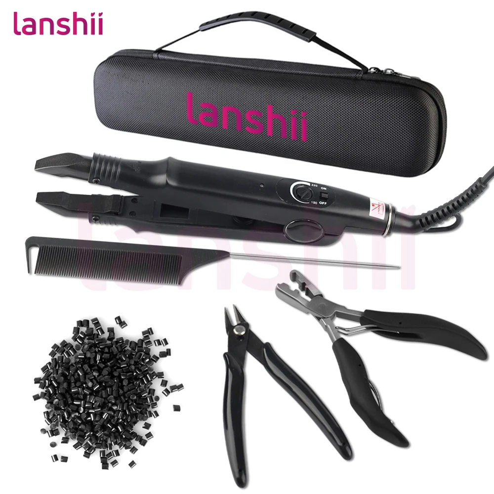 Lashii K-Tip Hair Extension Kit – Fusion Heat Iron, 40g Keratin Beads, Tail Comb, Cutting & Bond Crusher Pliers