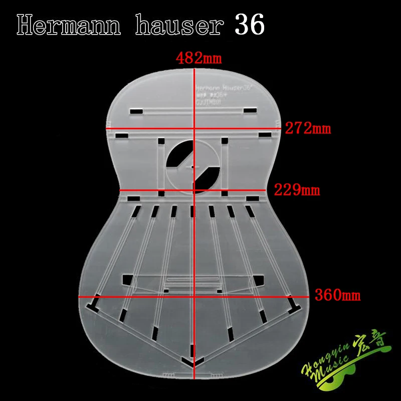 Famous Guitar Transparent Acrylic Template Guitar Making Molds Appearance Sound Hole Sound Beam Location Map