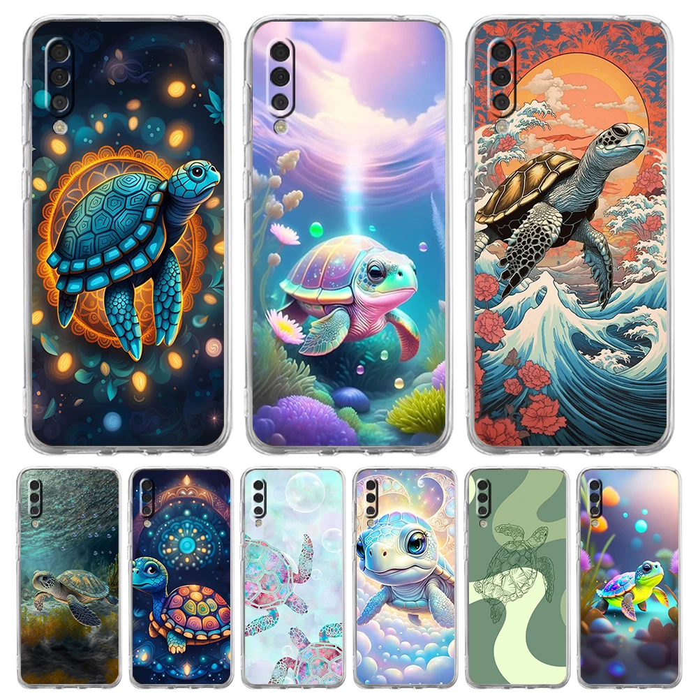 Ocean Animal Tortoise Transparent Phone Case for Samsung Galaxy A16 A14 A12 A22 A24 A42 A02 A03S A06 A50 A20 A30 A40 Soft Cover