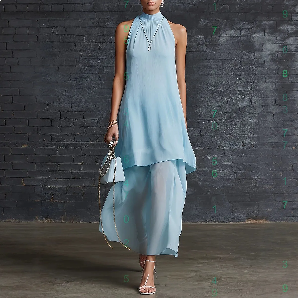 

Elegant Sleeveless High Neck Chiffon Dress Dresses Summer Spring Women's Fashion Jumpsuit Playsuit Matching Set Evening Dress