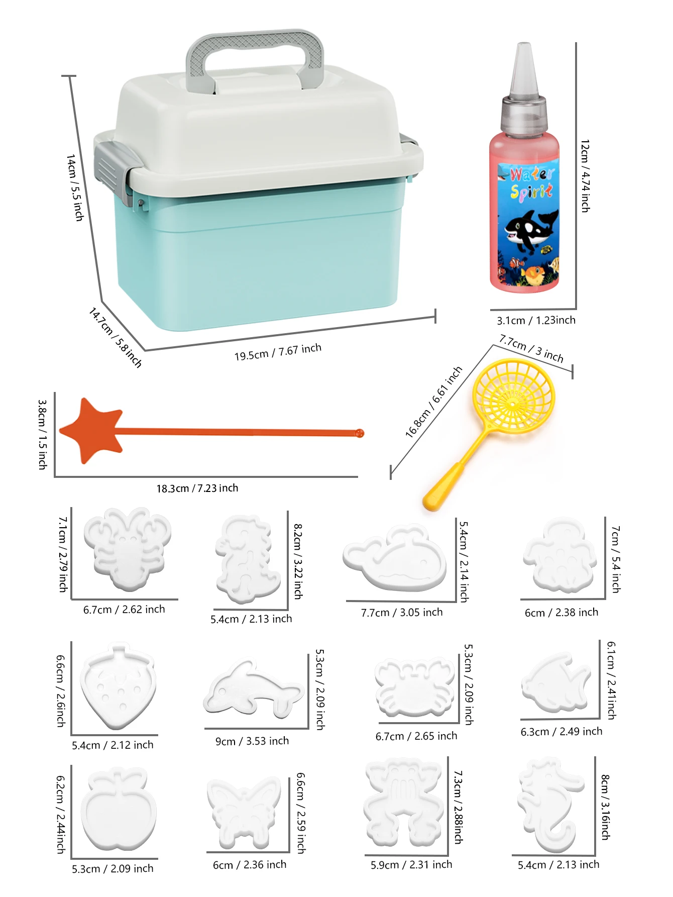 مجموعة أدوات قزم الماء السحري للأطفال - مجموعة ألعاب الأطفال المائية المصنوعة يدويًا مع صندوق تخزين وقوالب وأدوات - 23 قطعة