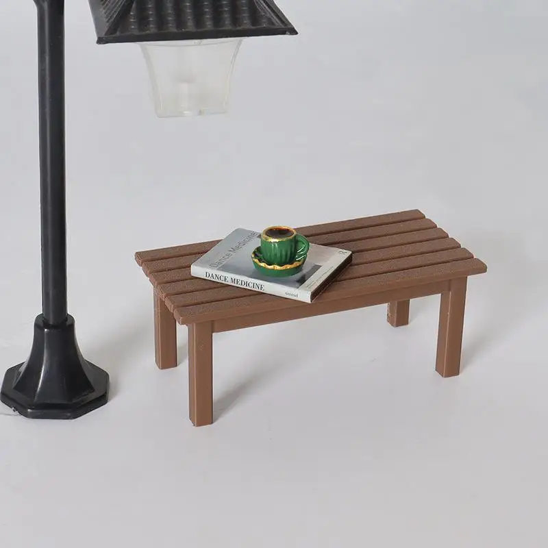 Set da soggiorno per casa delle bambole 1:12, modello di tavolo e panca dettagliato per scene realistiche, esposizione di mobili da collezione