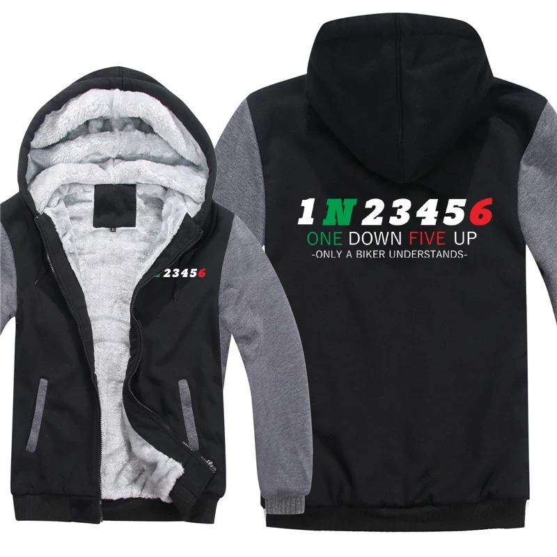 1N23456 Motorcycle Only A Biker Understands Hoodies Thick Fleece New Printed 1N23456 Motorcycle Sweatshirt Warm Men Jacket Coat