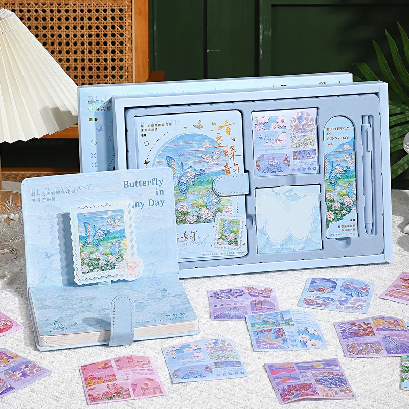 Painting Bullet Journal Kit Imitation Relief Butterfly With Notebook Stickers Pens Bookmarks And Sticky For Stationery Supplies