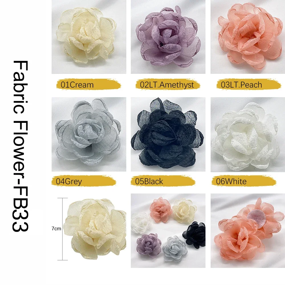 1PCS 7CM Large Fabric Artificial Fabric Flower For Dress Wedding Bouquet Jewelry Accessories Brooch Production Clothing Making