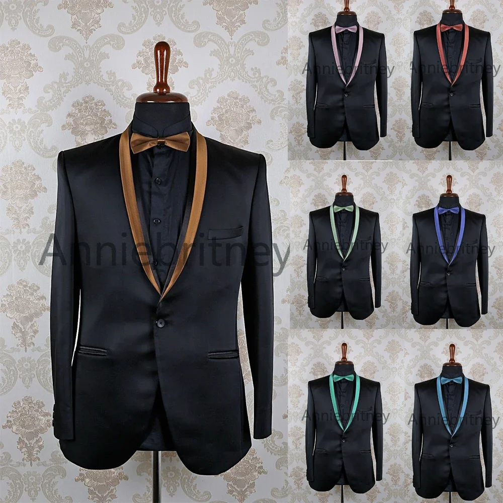 

Black Fashion Formal Wedding Men Suit Groom Tuxedo Prom Slim Fit Blazers Hombre High Quality Custom 3 Piece Set Costume Homme