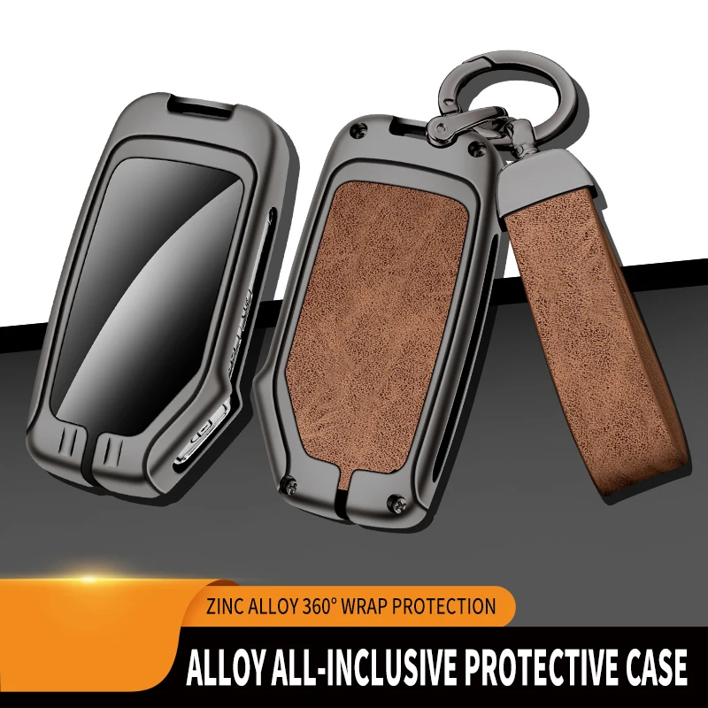 Zinc Alloy Leather Car Key Case Cover For Kia Sportage Ceed Sorento Cerato Forte KX3 K5 2017-2020 Auto Parts Protection Shell