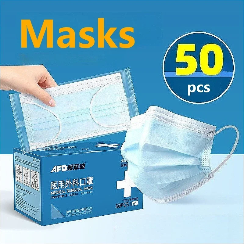 

50 шт. маски, защитный респиратор, одноразовая маска для лица, защитные маски для здоровья для работы на открытом воздухе и украшения дома, пыль