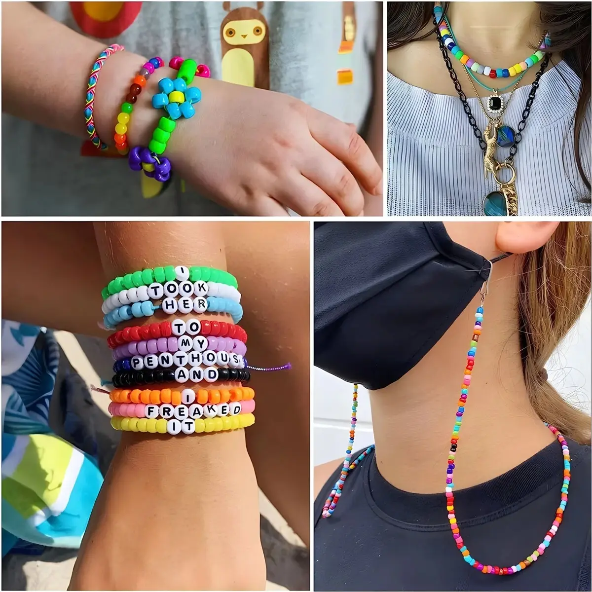 500 sztuk kucyk cukierki kolorowe plastikowe koraliki do tworzenia biżuterii DIY zaplatanie włosów, bransoletka naszyjnik rękodzieło mała firma — zdjęcie 3