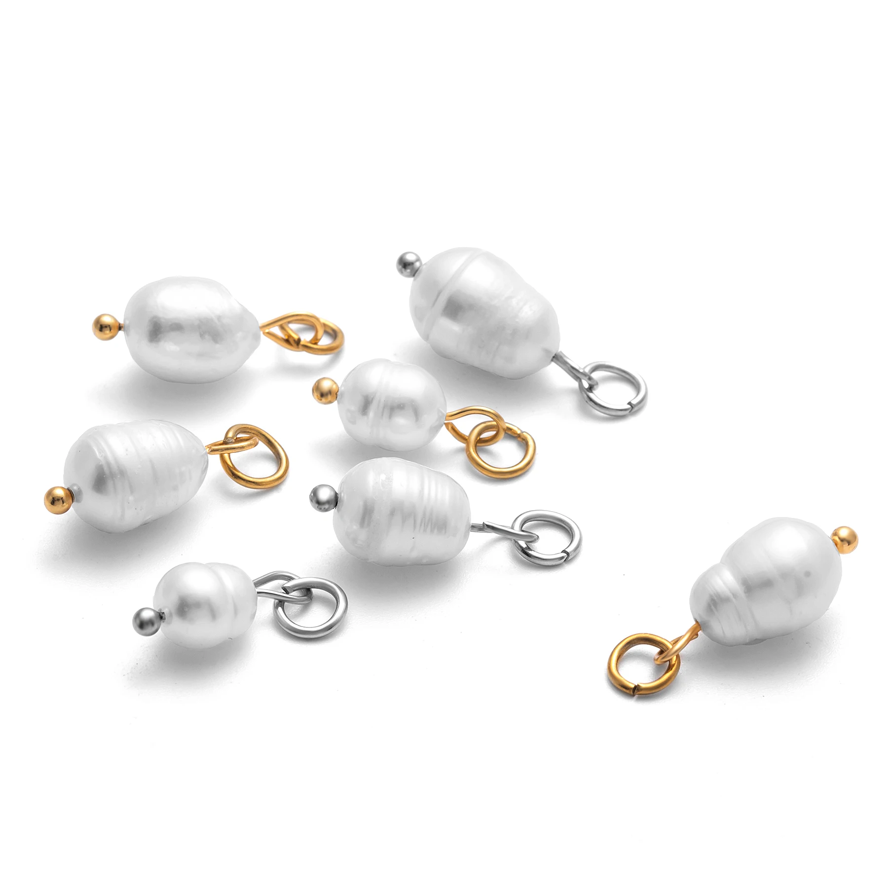20pcs Natural Pearl Beads Crimp End Beads Charms Pendant For Jewelry Making DIY Bracelet Earrings Findings Accessories Dropship
