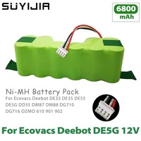 12V Battery Pack NI-MH Replacement Battery for Ecovacs Robotic Vacuum Cleaner DE33 DD35 DE55 DE5G DM88DG710 DG716 Deebot Sweeper