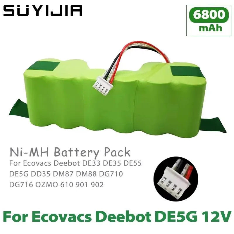 12V Battery Pack NI-MH Replacement Battery for Ecovacs Robotic Vacuum Cleaner DE33 DD35 DE55 DE5G DM88DG710 DG716 Deebot Sweeper