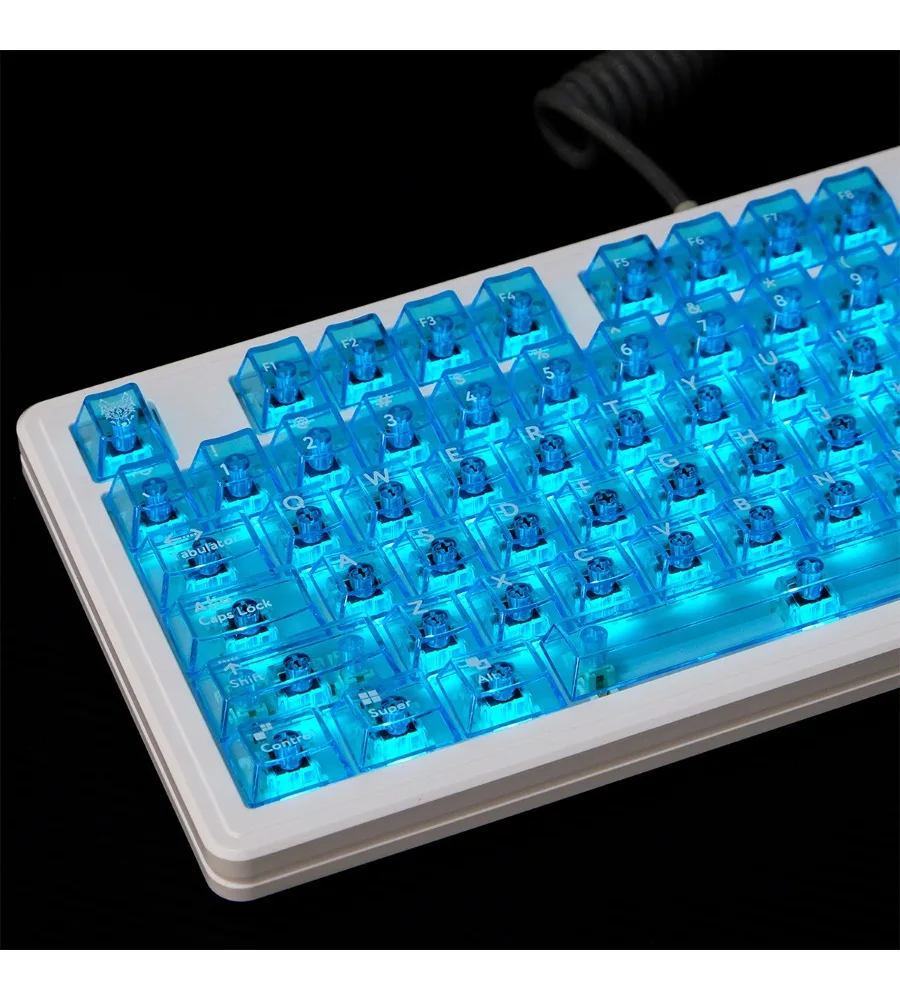 Blue transparent mechanical keyboard keycap PC material is engraved with light transmission 114 keys Original factory height