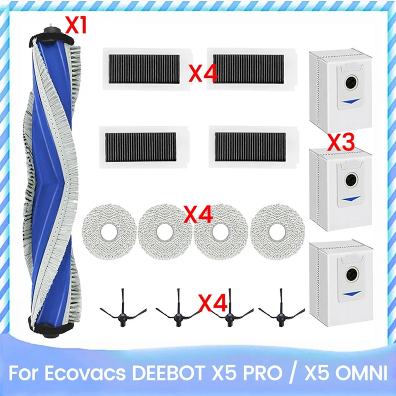 ABIY 164 шт. запасные части для пылесоса ECOVACS DEEBOT X5 PRO/X5 Pro OMNI, ткань для швабры, фильтр Hepa, основная боковая щетка