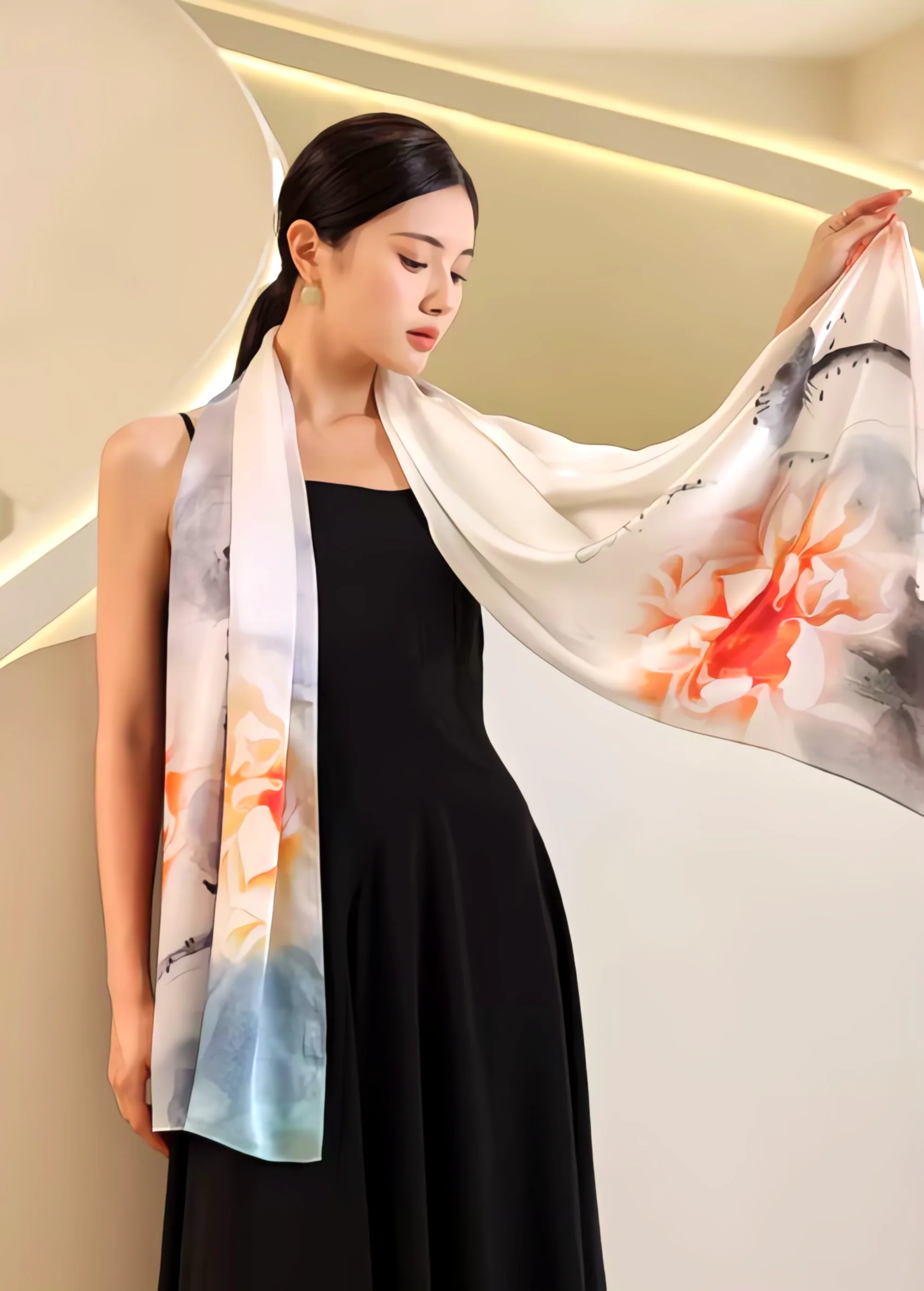 

Silk cheongsam silk scarf Female silkworm silk long scarf gift shawl