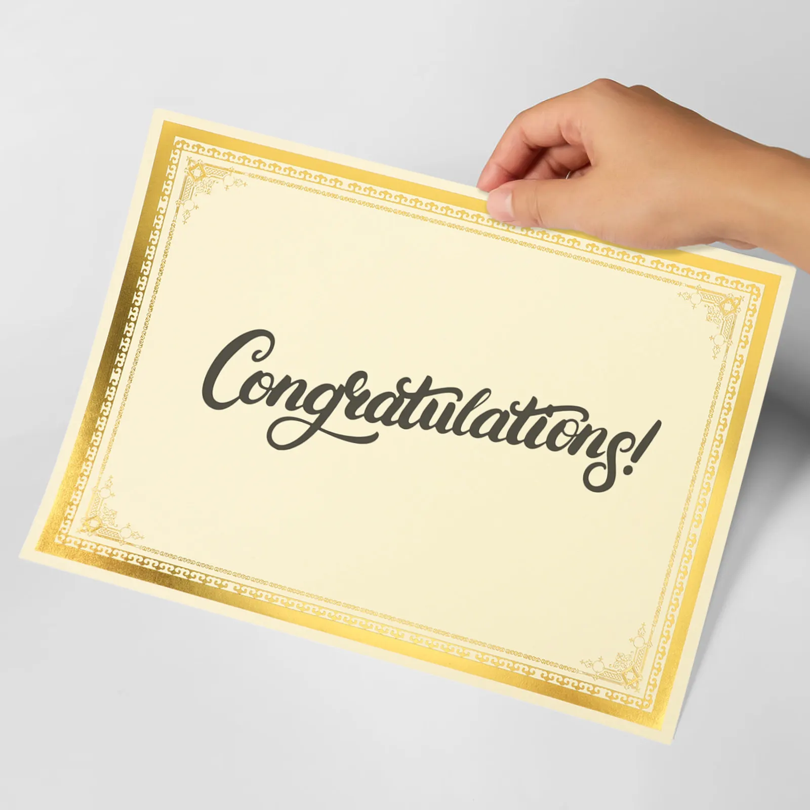 

10Pcs Blank A4 Certificate Inserts Gold Trim Heavyweight Printing Paper Elegant Award Diploma Sheets Gold Frame Certificate