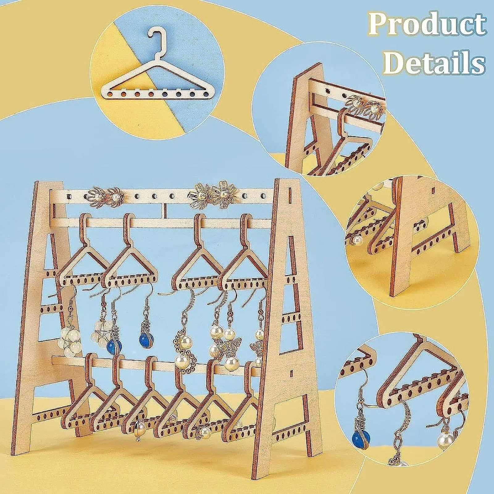 

Earring Display Stand Ear Stud Stand 116 Holes Jewelry Display Holder Mini Coat Hanger Rack for Showcase Dresser Home Tabletop