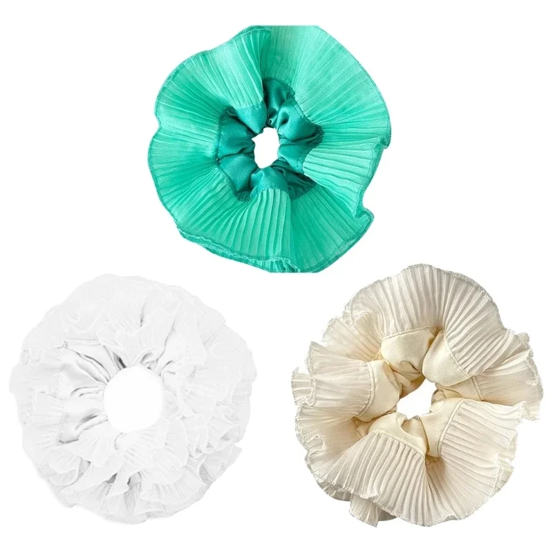 

Elegant Ruffled Trim Hair Rope Layer Elastic Scrunchies Women Temperament Fashion Exaggerated Hair Rope Headpieces Wholesale