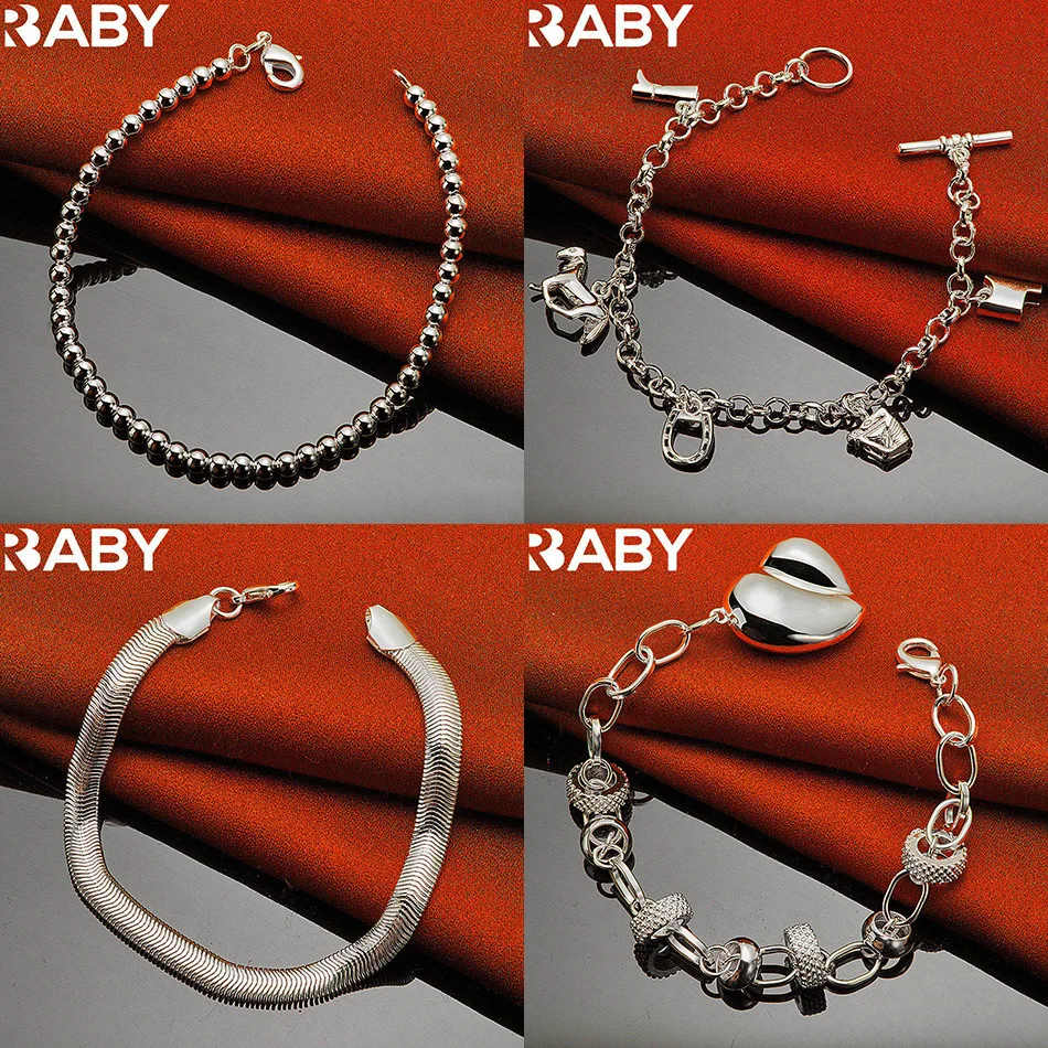 

URBABY 925 Sterling Silver Geometric Bracelet For Women Fashion Jewelry Charm Grace Noble Wedding Accessories