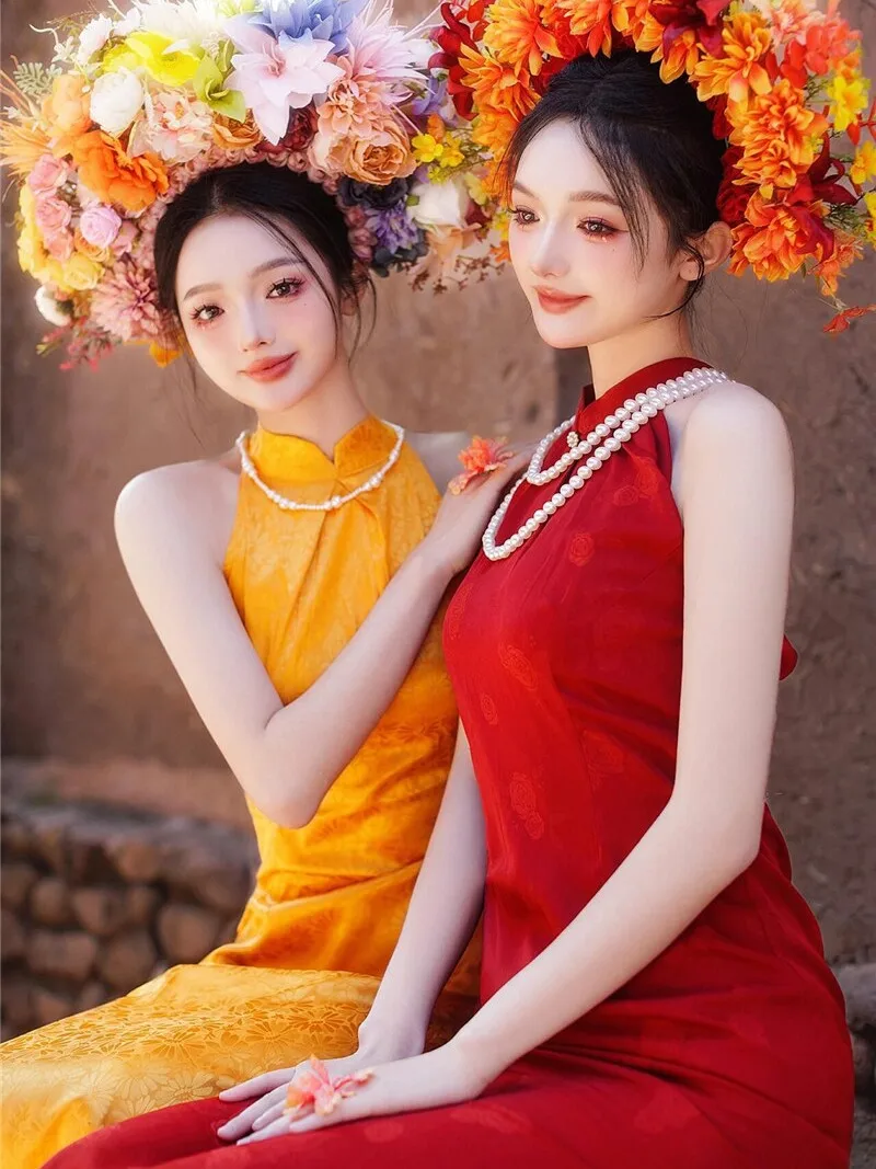 

Retro Floral Hairpin Women's Ethnic Sle Outdoors Photoaphy Clothing Best Friend Matching Traditional Chinese Dr