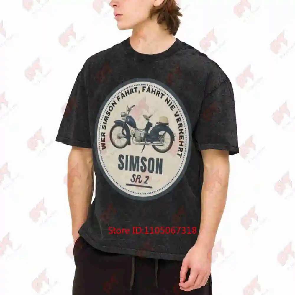 Simson SR 2 Motorcycle German Text Vintage Washed Tee Pure Cotton T-Shirt